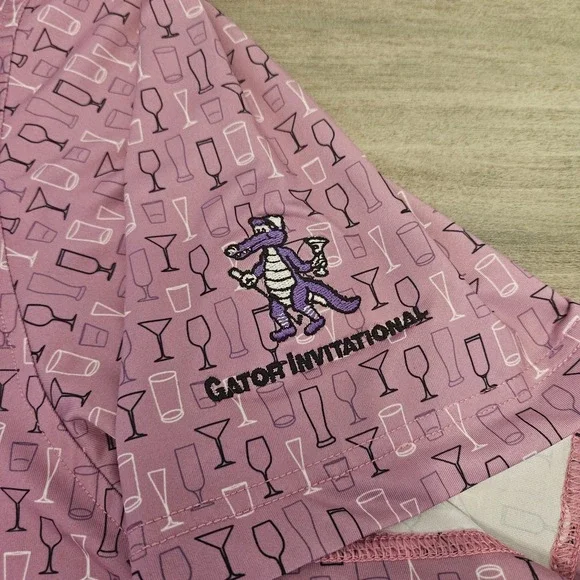 FootJoy Golf Polo Shirt Mens XL Purple Wine and Cocktails Allover Print Stretch - Picture 3 of 8